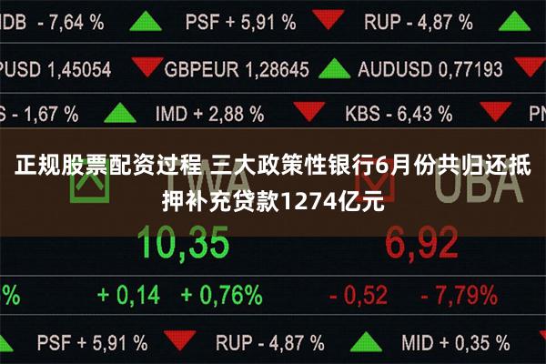 正规股票配资过程 三大政策性银行6月份共归还抵押补充贷款